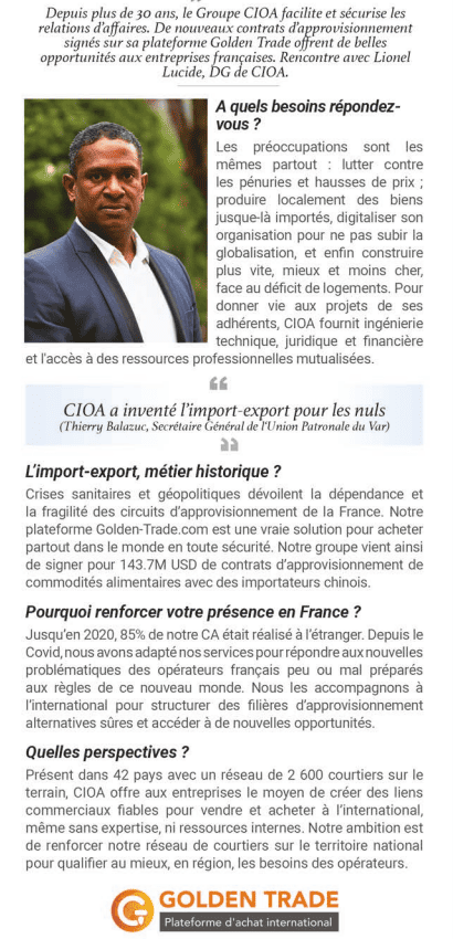 Golden Trade — coupure de presse